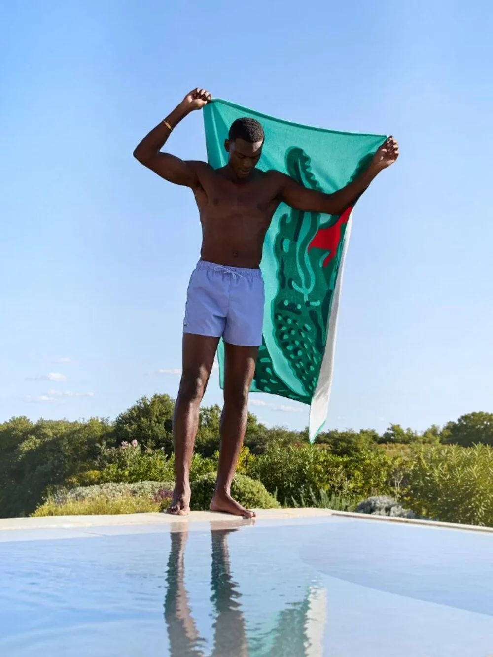 Lacoste Crocodile Print Beach Towel 36